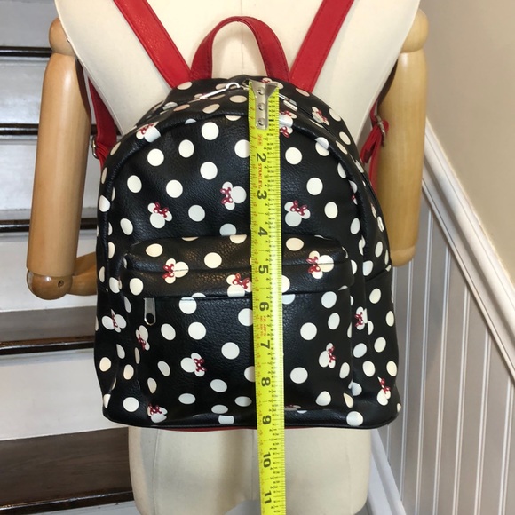 DISNEY Minney Mouse Backpack Black Red & White Bag Red Lining Like New RARE HTF - Picture 9 of 17